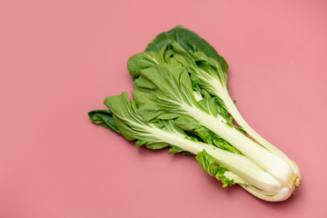 Fresh cabbage on a pink background