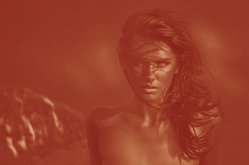 monochrome image brunette girl hot