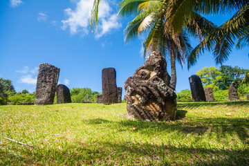 Stone Monoliths are Mysterious stone sculptures in tropic island, Ngarchelong, Palau, Pacific island