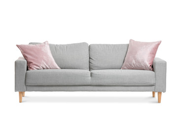 Modern sofa on white background
