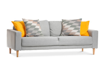 Modern sofa on white background