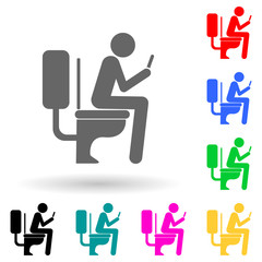 use the phone in the toilet multi color style icon. Simple glyph, flat vector of bad habbits icons for ui and ux, website or mobile application