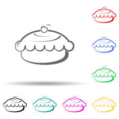 cakes with cherries multi color style icon. Simple thin line, outline vector of bakery shop icons for ui and ux, website or mobile application