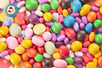 Fototapeta na wymiar Assortment of tasty candies, closeup