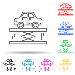 Obraz premium car lifter multi color style icon. Simple thin line, outline vector of cars service and repair parts icons for ui and ux, website or mobile application
