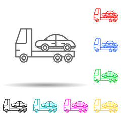 Naklejka premium evacuator multi color style icon. Simple thin line, outline vector of cars service and repair parts icons for ui and ux, website or mobile application
