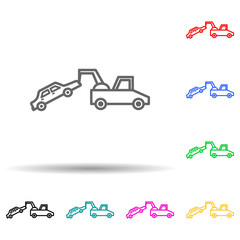 car in evacuator multi color style icon. Simple thin line, outline vector of cars service and repair parts icons for ui and ux, website or mobile application