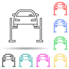 car lift multi color style icon. Simple thin line, outline vector of cars service and repair parts icons for ui and ux, website or mobile application
