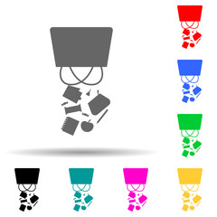 Disorder in women bag multi color style icon. Simple glyph, flat vector of chaos icons for ui and ux, website or mobile application