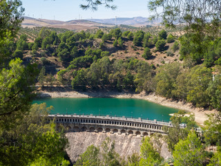 Gaitanejo reservoir and dam near the Royal El Chorro Royal Trail. Spain