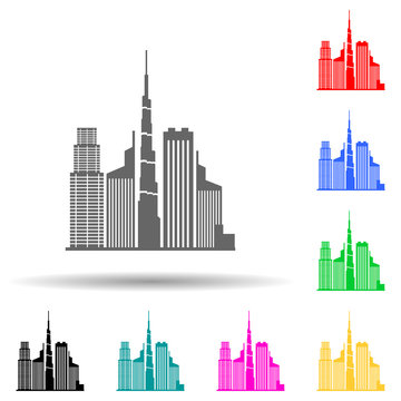 cityscape of Dubai multi color style icon. Simple glyph, flat vector of cityscape icons for ui and ux, website or mobile application