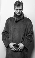 Handsome young elegant man studio portrait.