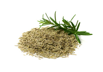 Round Pile of Dry Rosemary Isolated on White Background
