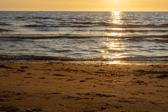 sunset over the North sea at Mellembystrand, Sweden