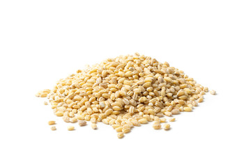 Heap of Pearl Barley Isolated on White Background Close Up