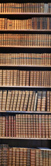 old books on wooden shelf