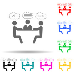jokes at the table multi color style icon. Simple glyph, flat vector of conversation and friendship icons for ui and ux, website or mobile application