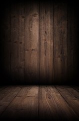 wooden interior room with wooden floor and wall