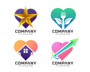 heart love logo collection for company