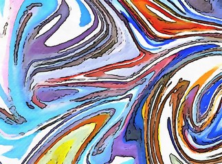 Abstract swirl background. Liquid paint texture in expressionism style. Marble creative backdrop. Graphic fantasy modern fluid painting. Vortex elements. Surreal style psychedelic drawing.