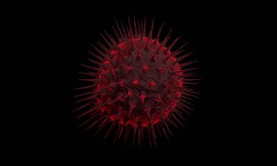 Abstract bacteria or virus cell in spherical shape with long antennas. Corona virus. Pandemic or Corona virus infection concept - 3D Rendering.