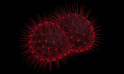 Abstract bacteria or virus cell in spherical shape with long antennas. Corona virus. Pandemic or Corona virus infection concept - 3D Rendering.