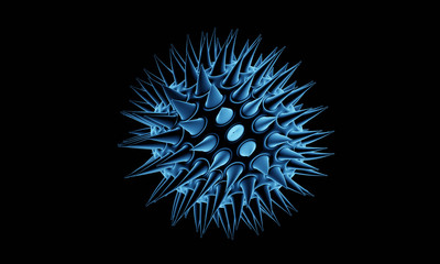 Abstract bacteria or virus cell in spherical shape with long antennas. Corona virus. Pandemic or Corona virus infection concept - 3D Rendering.