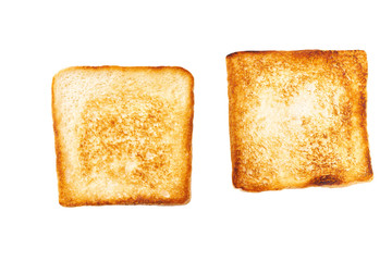 toast bread slices isolated on white background, top view