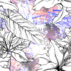 Artistic Tropical, modern Black and white graphic