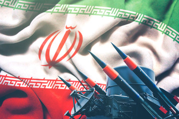 Ballistic missile in Iran flag background