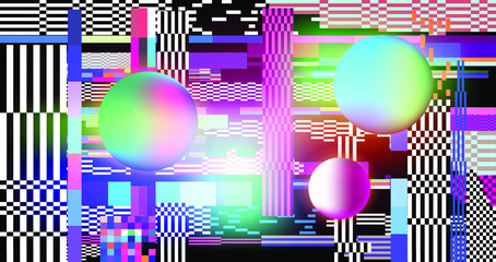 Retro VHS background like in old video tape rewind or no signal TV screen. Vaporwave/ retrowave style vector illustration.