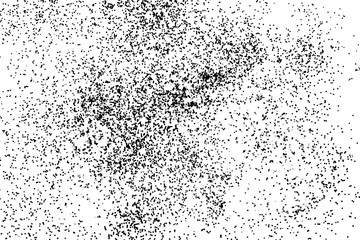 Black grainy textured and isolated on white background glitter and sprinkles. Distress overlay of sugar and salt. Grunge design elements. Vector.