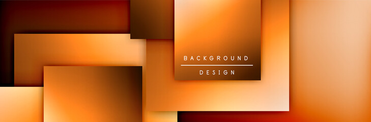 Square shapes composition geometric abstract background. 3D shadow effects and fluid gradients. Modern overlapping forms