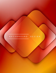 Rounded squares shapes composition geometric abstract background. 3D shadow effects and fluid gradients. Modern overlapping forms.