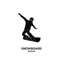 Snowboard player silhouette black logo icon design