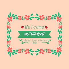Elegant Pattern of leaf and flower frame, for welcome spring greeting card design. Vector