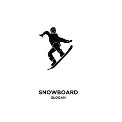 Fototapeta na wymiar Snowboard player silhouette black logo icon design