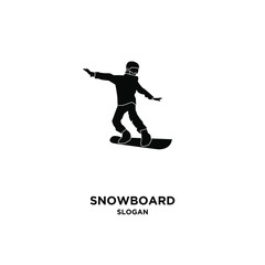 Fototapeta na wymiar Snowboard player silhouette black logo icon design