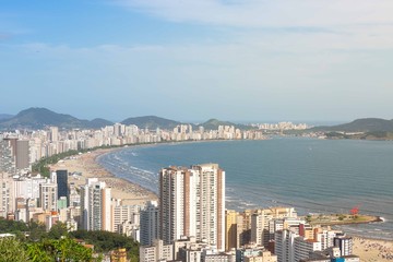 Fototapeta premium Aerial view of the beach in the city of Santos, Brazil