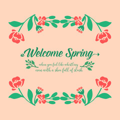 Antique Shape of welcome spring card template, with cute leaf and flower frame. Vector