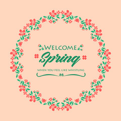 Crowd of beautiful leaf and flower frame, for welcome spring greeting card template design. Vector