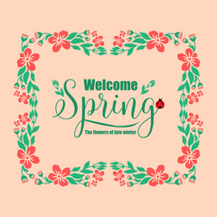 Seamless Pattern of leaf and flower frame, for welcome spring poster template design. Vector