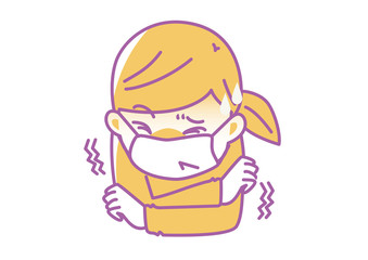 寒気と関節痛で辛い女性