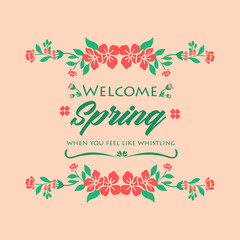 Seamless Ornament of leaf and flower frame, for welcome spring greeting card decor. Vector
