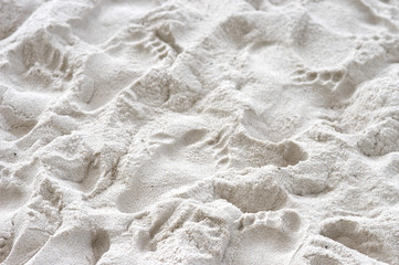 Fototapeta na wymiar 白い砂浜の足跡