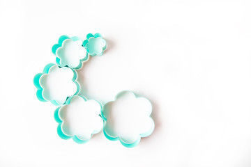 Flower cookie cutter set isolated on white background.