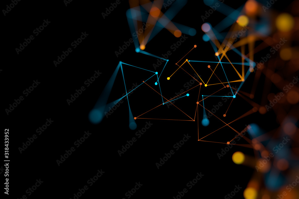 Aufkleber dots and lines connection on abstract technology background.
