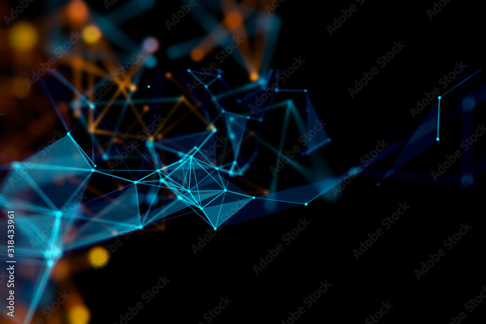 Aufkleber dots and lines connection on abstract technology background.
