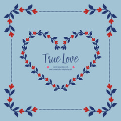 Obraz premium Ornate Pattern of leaf and flower frame, true love elegant greeting card template concept. Vector