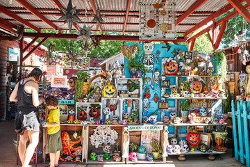 Shoppers browsing at a Mexican Style Arts and Crafts Store in California